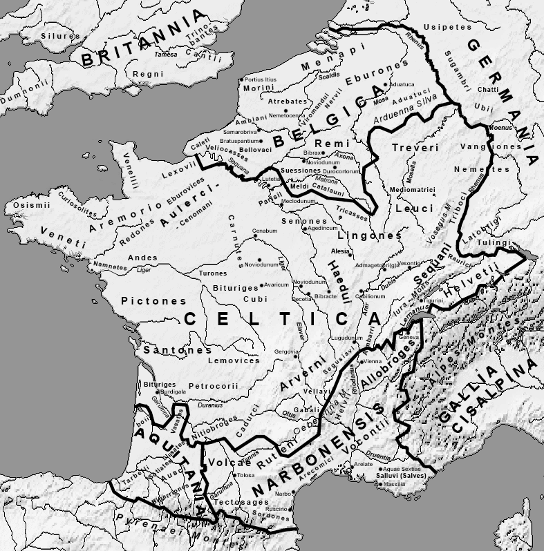 Map of Gaul, Late Roman Republic, Julius Caesar