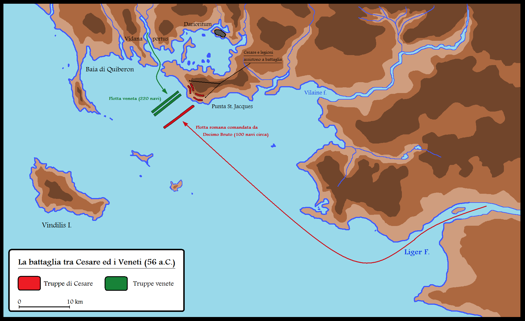 Depiction of the Naval Movements During the Battle Against the Veneti in 56 B.C.