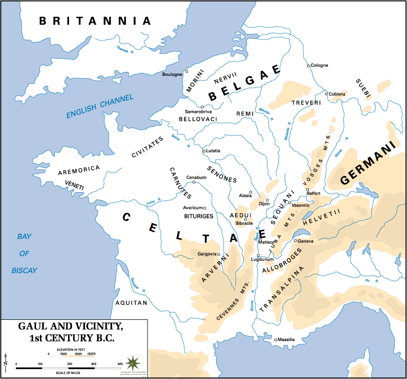 Map of Gaul, 1st Century B.C.