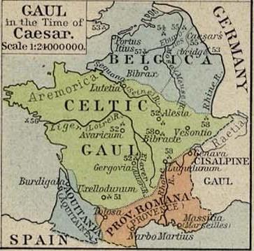 Map of Gaul, 1st Century B.C.
