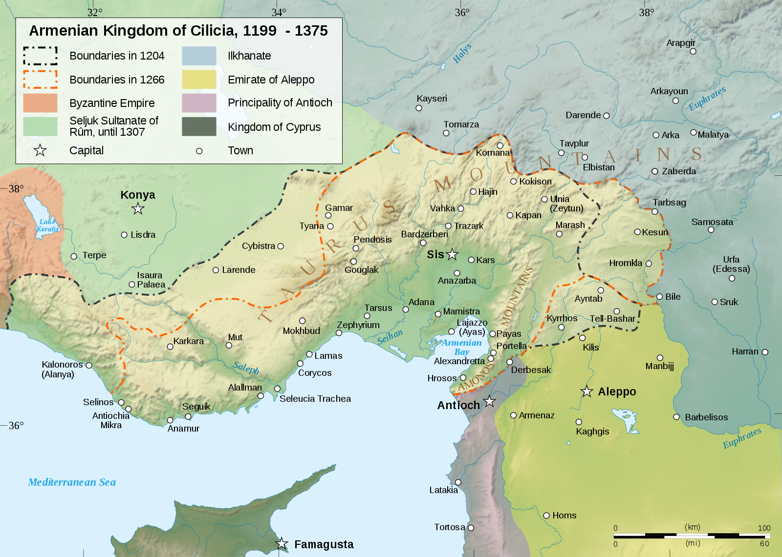 Map of the Armenian Kingdom of Cilicia