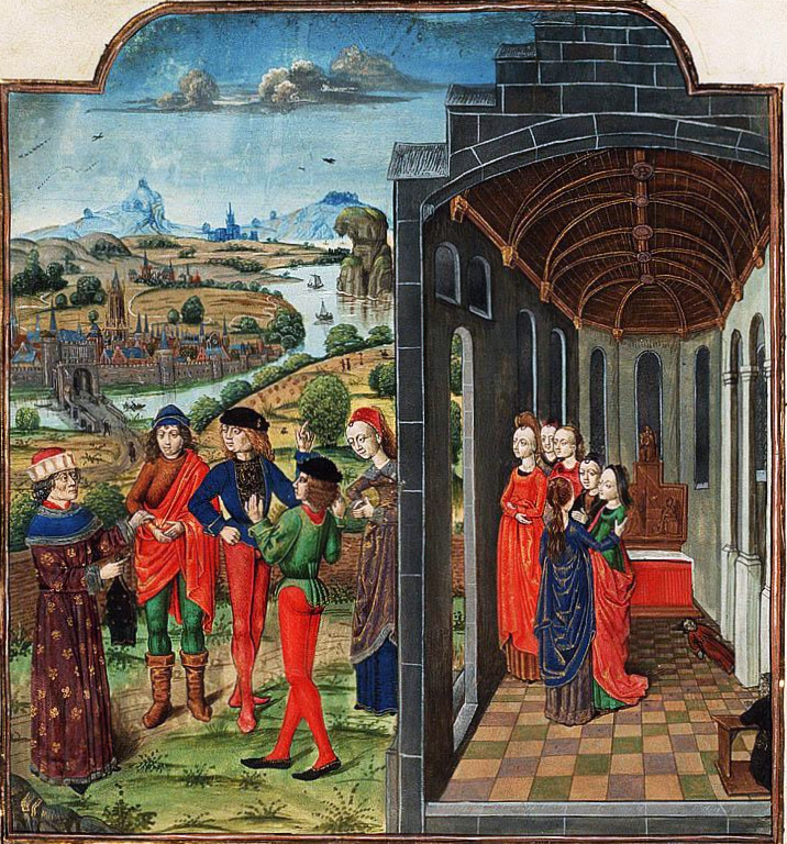 Giovanni Boccaccio and Florentines Fleeing From the Plague, 1482
