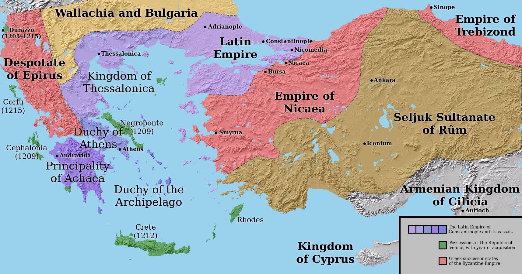 Map of Byzantium, Greece, Asia Minor, and Armenian Cilicia