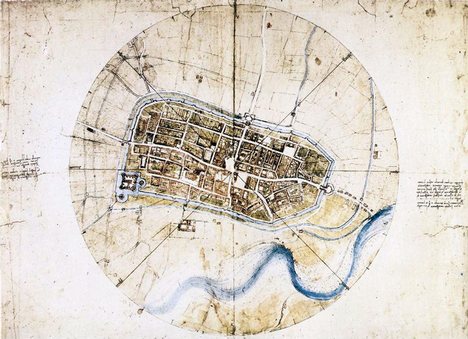 Map of Imola By Leonardo da Vinci, 1502