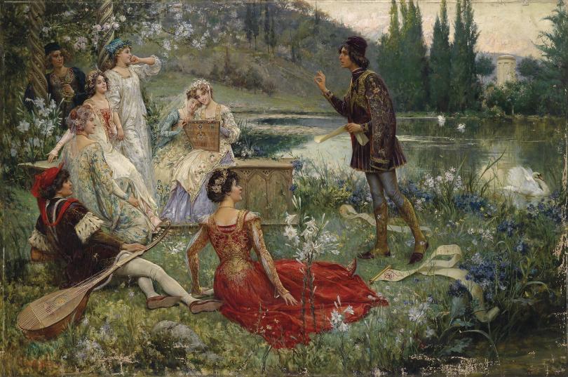 A scene from Boccacio's Decameron by Salvatore Postiglione, 1906